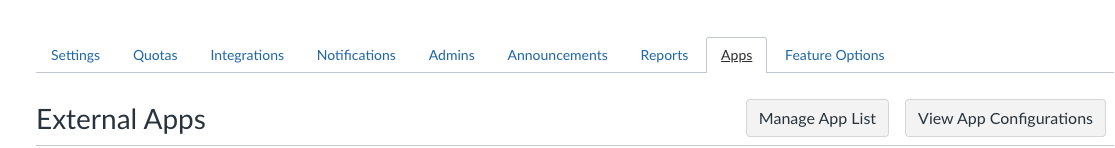 Settings page with Apps section and View App Configurations button