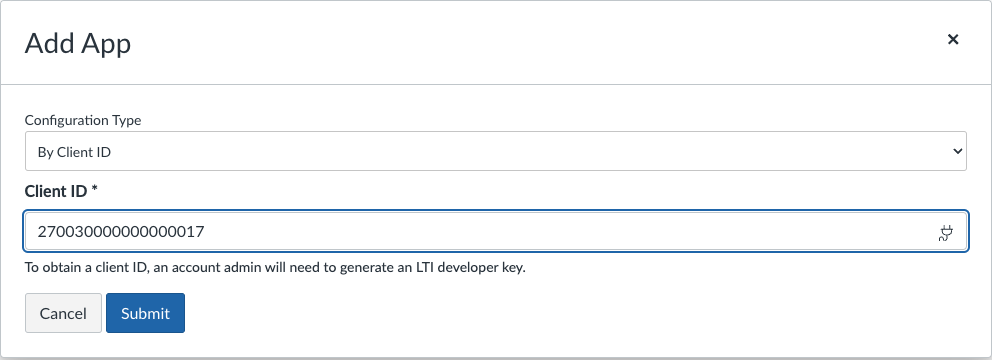 Add App modal with By Client ID option selected and Client ID field