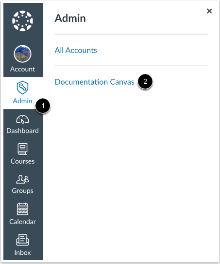 Canvas instance landing page with global navigation