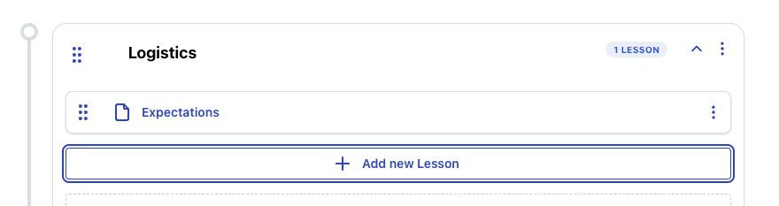 Course module with Add new lesson button highlighted