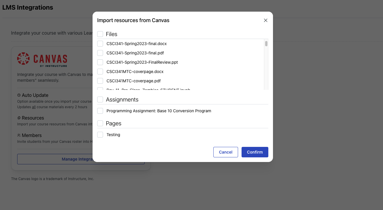 LMS Resource Picker