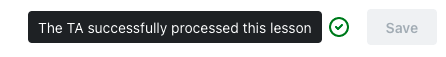 Lesson editor with success/processing checkmark icon