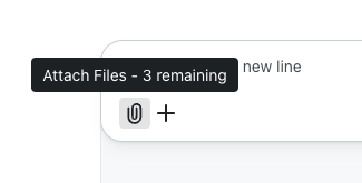 Chat interface with paper clip icon for attaching files
