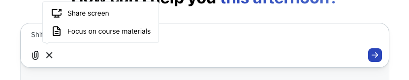 Chat input box with various chat tools and options