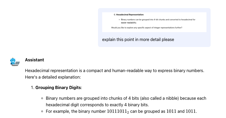 Chat example showing screenshot of text pasted into chat for question asking