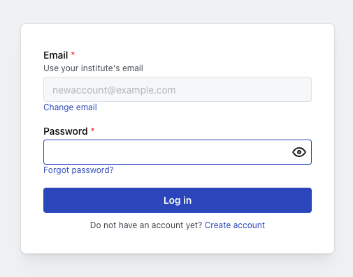 Login form with email field and next button
