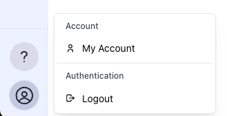 Profile icon menu with logout button